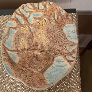 Handcrafted Owl Tree Art Plaque